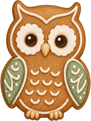 Gingerbread owl with sage wings